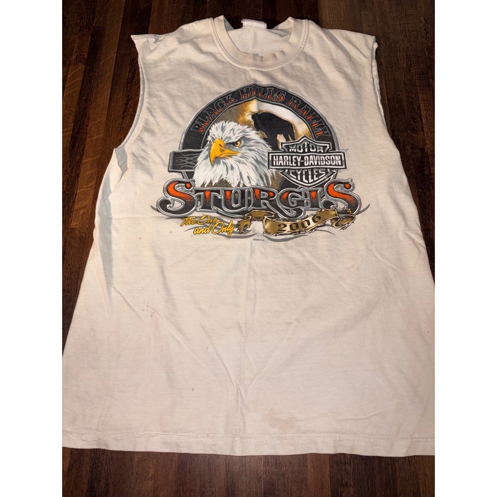 Harley-Davidson Sturgis 2006 Black Hills Rally Cutoff T-Shirt Mens Medium